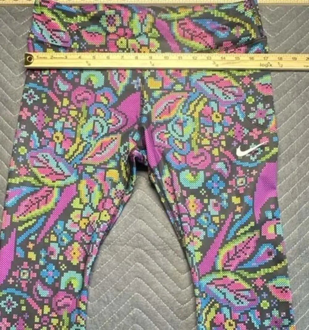 Nike Multicolor Floral Pixel Print Leggings - Pink, Green, Blue, Yellow